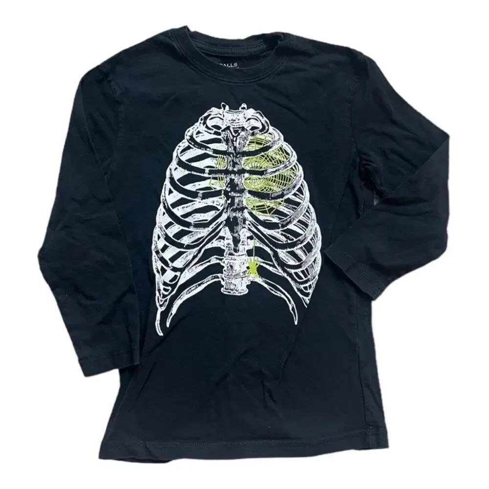 Youth Boys Falls Creek Kids Spooky Skeleton Rib Cage Halloween Shirt - Sz S 6-7